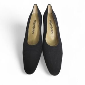 Yves Saint Laurent Vintage Peau de Sole Almond Toe Pumps in Matte Black Size 8
